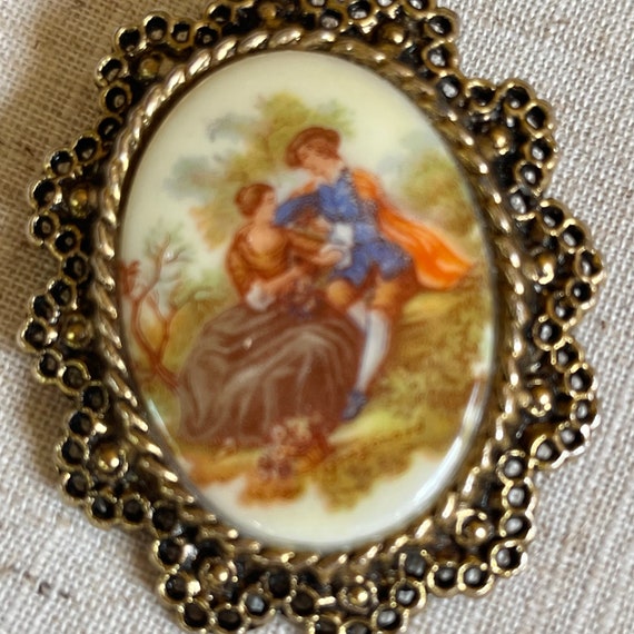 Vintage Courting Couple Brooch signed W Germany? - image 4