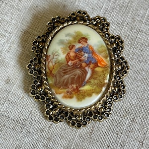 Vintage Courting Couple Brooch signed W Germany?