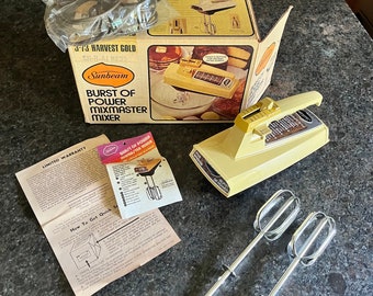 Vintage Sunbeam Harvest Gold Burst of Power Mixmaster Hand Mixer