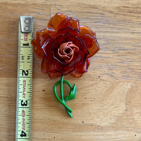 Vintage Plastic Lucite Flower Brooch - image 3