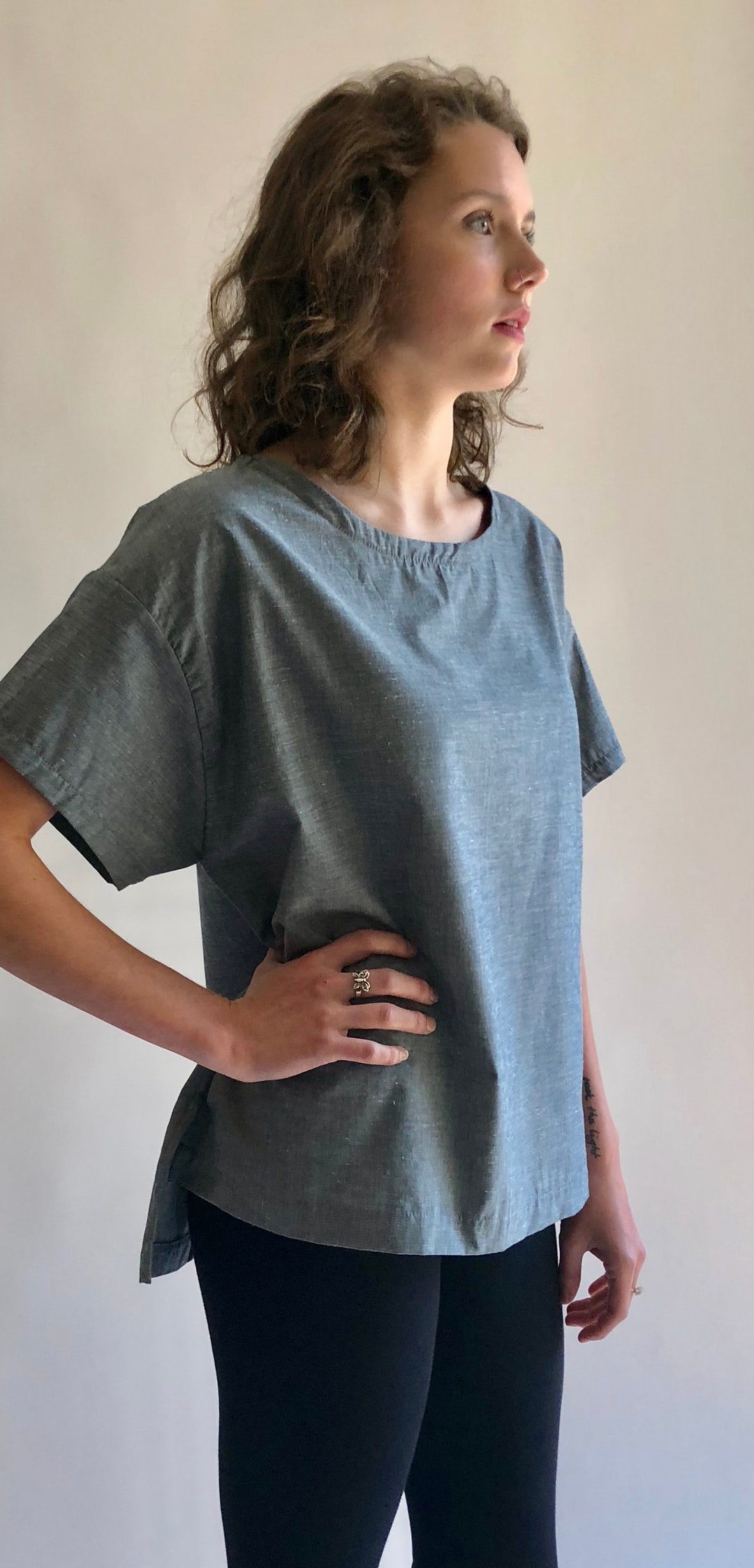 Joanne Organic Cotton/hemp Chambray Boxy Top - Etsy