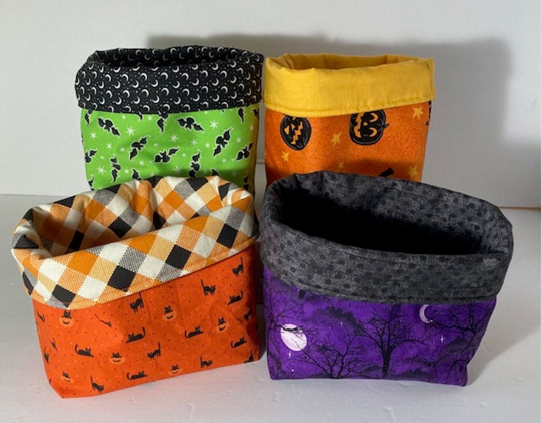 Cute Fabric Baskets/halloween Fabric Baskets/pumpkin Fabric Etsy