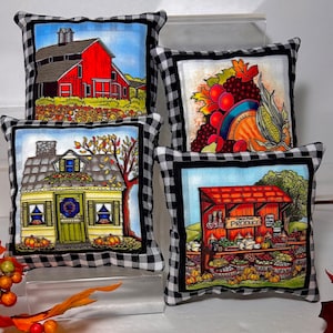 Fall Bowl Fillers/Stuffed Fabric Mini Pillows/Fall Fabric Tiered Tray Fall/Autumn Decor/Harvest Buffalo Check/Rustic Farmhouse/Thanksgiving