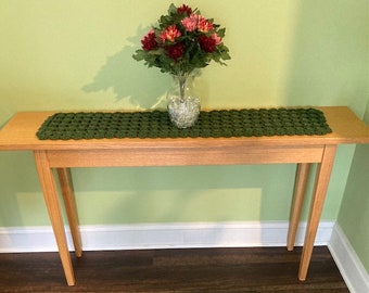 Crocheted Table Runner/Green Table Runner/Console Table Runner/Table Runner