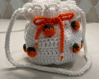 Bag Gift Bag Drawstring Orange Bag Crocheted Orange Bag Orange Bag Crocheted Drawstring Bag Crocheted Bag