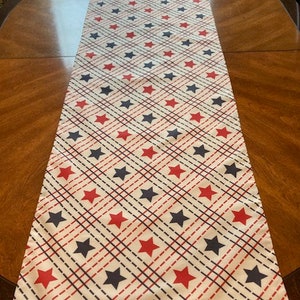 Patriotic Table Runner Red, White and Blue Table Runner Patriotic Table Decor Memorial Day Runner Independence Day Runner