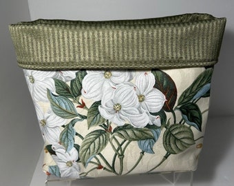 Fabric Basket Waverly Williamsburg Gift Basket Reversible Fabric Basket Storage Organization Floral Flowers Green