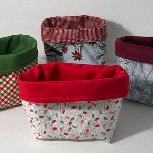 Cute Fabric Baskets/Fabric Baskets/Christmas Fabric Basket/Holiday Fabric Basket/Winter Baskets/Snowman/Candy Cane