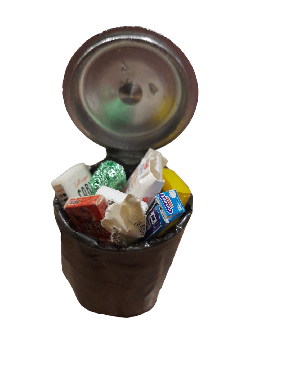 Miniature Trash Can With Trash Bag and Contents 51622 Etsy