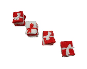 Miniature towels red white 3 pieces packed approx. 8 cm long