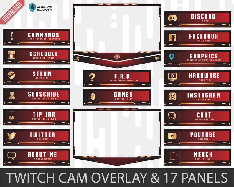 Iron Man Themed Twitch Panels & Cam Box Overlay Gaming Etsy