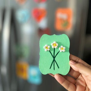 Clay Flower Bouquet Fridge Magnet: Handmade Textured Art