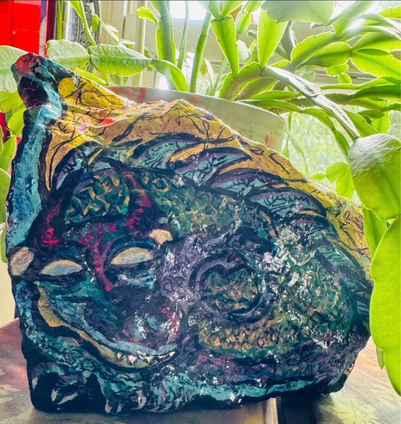 Colorful Sleeping Dragon Rock, Hand Painted Acrylic, 5-inch Tall - Etsy
