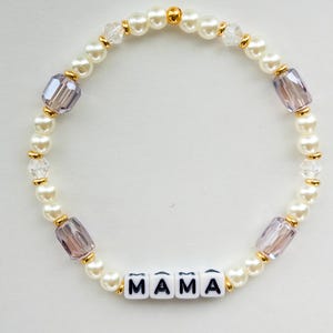 Pulsera "Mamá": Cuentas de vidrio, perla y oro, joyería personalizada con palabras, regalos para mamá