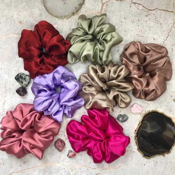 100% Silk Voluminous Scrunchies, Choose Your Colour, Large Luxury Hair Accessory, Bobble, Small Gifts Ideas For Her, Birthday, Bridesmaid