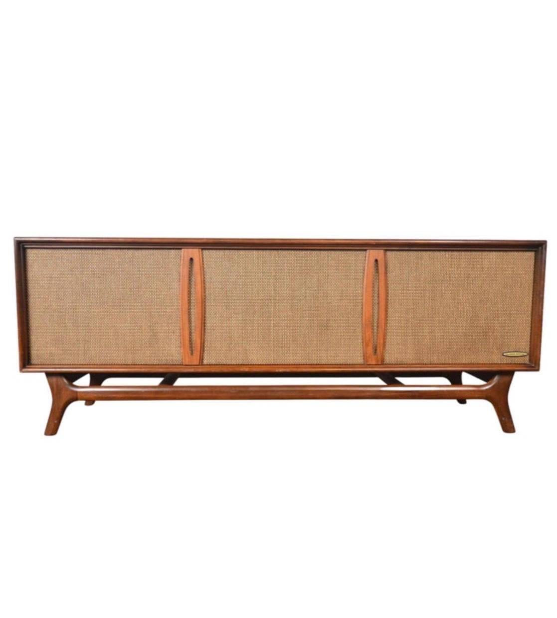 Atomic Vintage Mid Century Stereo Console Record Player Cabinet by