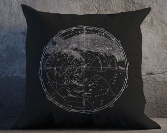 Northern Constelations Decorative Throw Pillow | Witchy Aesthetic Wicca Esoteric Astronomy Boho Goth Decor Astrology Dark Academia Whimsical
