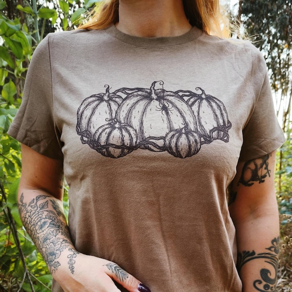 Pumpkin Patch with Spider T-Shirt - Vintage Brown