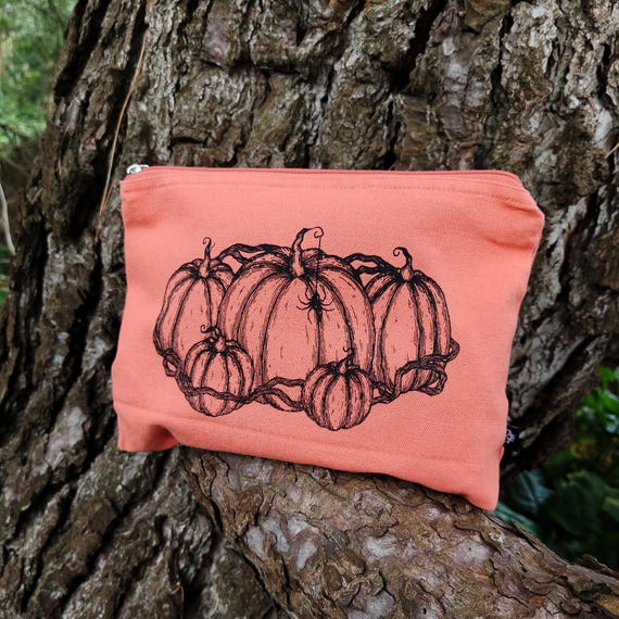 Pumpkin Zipper Pouch Orange | Fall Autumn Witch Accessory