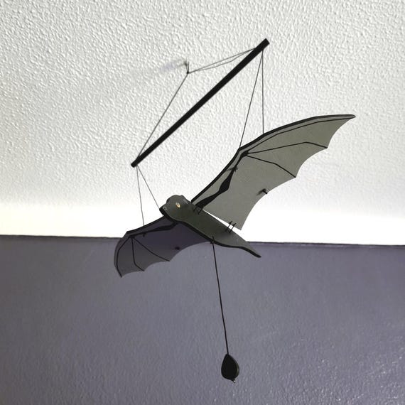 Wooden Flying Bat Mobile | Flapping Wings Ceiling Decoration Baby Animal Nursery