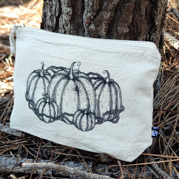 Pumpkin Zipper Pouch Natural | Fall Autumn Witch Accessory