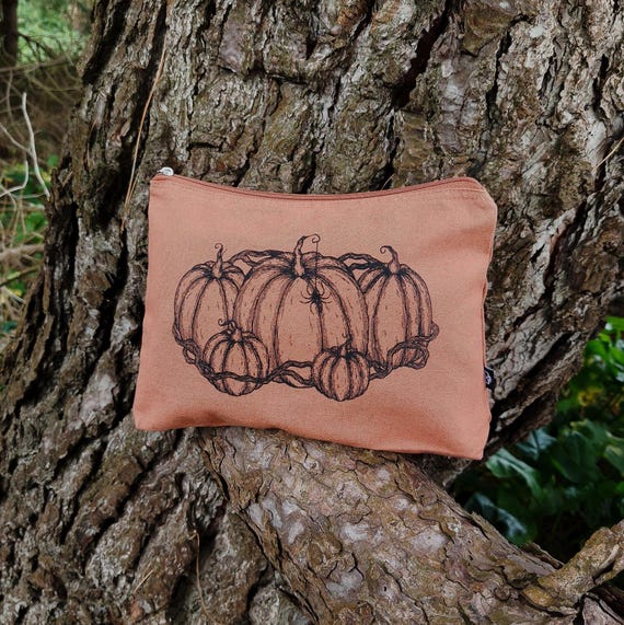 Pumpkin Zipper Pouch Brown | Fall Autumn Witch Accessory