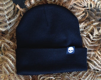 Skull Tag Black Beanie Hat | Alt Emo Goth Accessory - Etsy