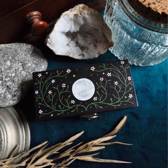 Moon Goddess Hand Painted Box | Witchy Trinket Storage