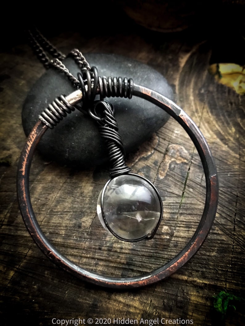 Quartz Crystal Ball Amulet Necklace *Witchy Necklace *Witch Jewelry *Magick *Wiccan Amulet