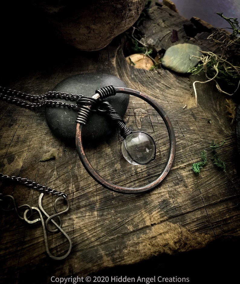 Quartz Crystal Ball Amulet Necklace *Witchy Necklace *Witch Jewelry *Magick *Wiccan Amulet