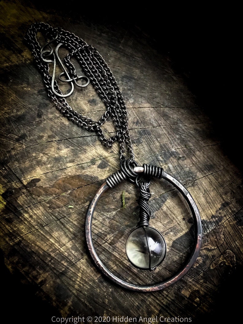 Quartz Crystal Ball Amulet Necklace *Witchy Necklace *Witch Jewelry *Magick *Wiccan Amulet