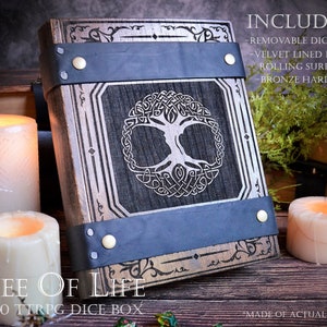 D&D Dice Box - "Tree of Life" Nat20 Battle Box w/ Tower | DnD Dice Tray | Spell Book Box | Dungeons and Dragons | Pathfinder | Gift