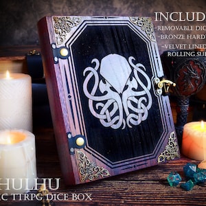 D&D Dice Box - &quot;Cthulhu&quot; Mystic Battle Box w/ Dice Tower | DnD Dice Tray | Spell Book Box | Dungeons and Dragons | Pathfinder | Gift