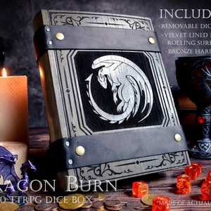 D&D Dice Box - &quot;Dragon Burn&quot; Nat20 Battle Box w/ Dice Tower | DnD Dice Tray | Spell Book Box | Dungeons and Dragons | Pathfinder | Gift