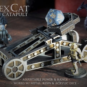 Dice Catapult - HexCat Adjustable Range Launcher for D&D / RPG Tabletop Games - Dungeons and Dragons | DnD | Pathfinder | Gift