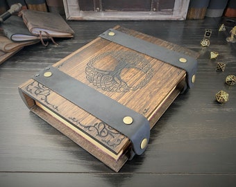 D&D Dice Box - "Tree of Life" Nat20 Legacy Engraved Spell Tome | DnD Dice Tray, Book Box | Dungeons and Dragons | Pathfinder | Gift