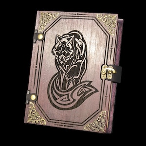 D&D Dice Box - &quot;Dire Wolf&quot; Mystic Battle Box w/ Dice Tower | DnD Dice Tray | Spell Book Box | Dungeons and Dragons | Pathfinder | Gift