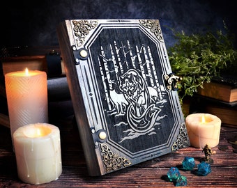D&D Dice Box - 2023 "Direscape" Mystic Engraved Dice Tome | DnD Dice Tray, Spell Book Box