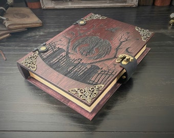 D&D Dice Box - "RavenScape" Mystic Legacy Engraved Spell Tome | DnD Dice Tray, Book Box | Dungeons and Dragons | Pathfinder | Gift