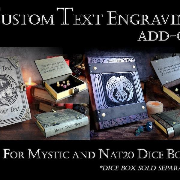 Custom Text Engraving Add-On for Mystic and Nat20 Dice Boxes