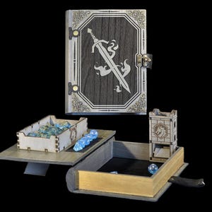 D&D Dice Box - &quot;Vorpal Sword&quot; Mystic Battle Box w/ Dice Tower | DnD Dice Tray, Book Box | Dungeons and Dragons | Pathfinder | Gift