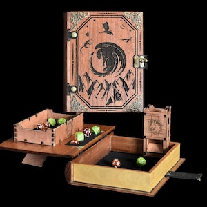 Caixa de Dados D&D - Caixa de Batalha Mística &quot;DragonScape&quot; com Torre de Dados | Bandeja de Dados D&D, Caixa de Livro de Feitiços | Dungeons and Dragons | Pathfinder | Presente