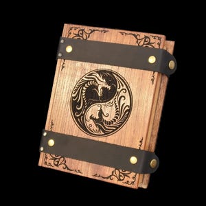 D&D Dice Box | &quot;Yin Yang Dragons&quot; Nat20 Battle Box w/ Dice Tower | DnD Dice Tray, Spell Book Box | Dungeons and Dragons | Pathfinder | Gift
