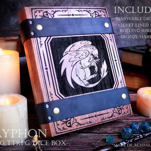 D&D Dice  Box - &quot;Gryphon Burn&quot; Nat20 Battle Box w/ Dice Tower | DnD Dice Tray, Spell Book Box | Dungeons and Dragons | Pathfinder | Gift
