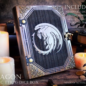 D&D Dice Box - &quot;Dragon&quot; Mystic Battle Box w/ Dice Tower | DnD Dice Tray | Spell Book Box | Dungeons and Dragons | Pathfinder | Gift