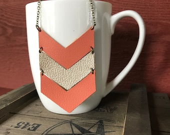 Chevron Faux Leather Necklace