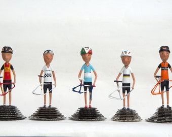 Tour de France wielrenner, papier-maché fiets figuur peloton, fiets Memorabilia, king of the mountain