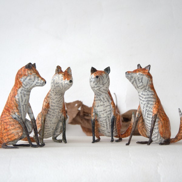 Renards mignons, figurines de chiens rouges, cadeau fait main pour les amoureux de la nature, amis des animaux