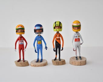 Vintage inspired Ayrton Senna Paper Mache Collectible - Nigel Mansell Authentic Motorsport memorabilia - formula 1 lewis hamilton gift