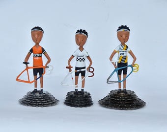 Cyclist Gift | Road Cycling Decor -Bicycle Lover Gift Handmade Paper Mache Cyclist Sculpture Funny Cycling Gift